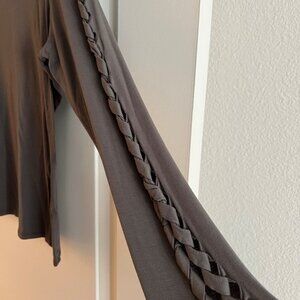 Venus Grey Long Sleeve Cut Out Sexy Top